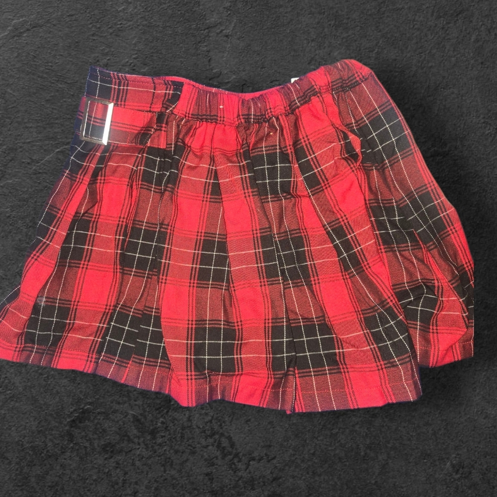 Justice Red and Black Pleated Skater Mini Skirt SZ 10 Kids/ Junior's/women Small